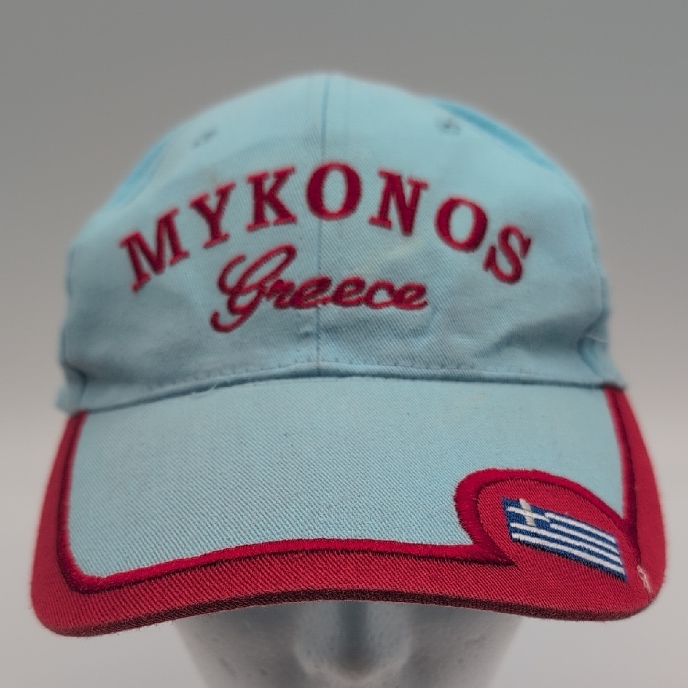 Mykonos Greece Blue and Red Cap